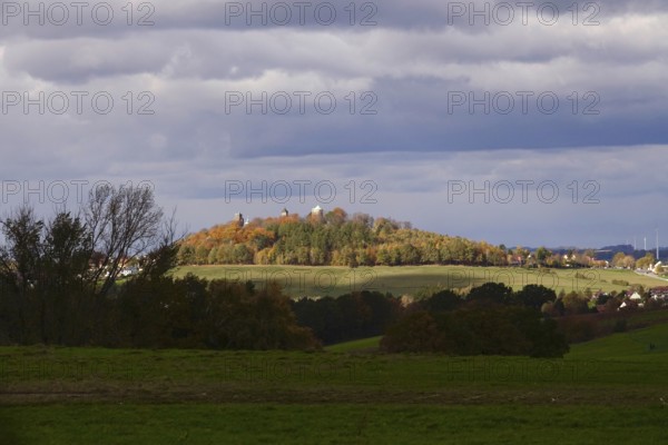 View of the town and castle of Stolpen, autumn, Saxony, Germany
