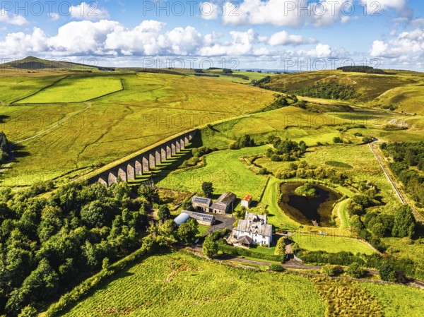 Shankend Viaduct from a drone, Hawick, Scottish Borders, Scotland, UK