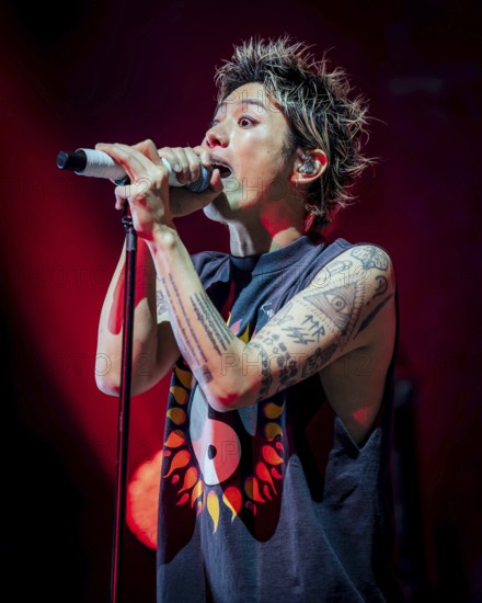 Singer Takahiro Moriuchi from One Ok Rock live on Detox European Tour 2025 in Berlin's Max-Schmeling-Halle on 24.10.2025