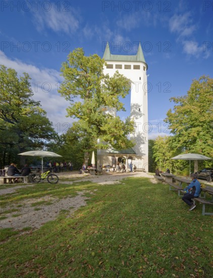 Schönberg Tower, observation tower, also known as Pfullinger Unterhose, double tower, Pfullingen, Baden-Württemberg, Germany