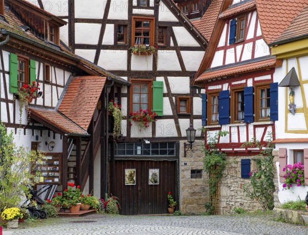 Historic half-timbered houses, Rottenburg am Neckar, Baden-Württemberg, Germany