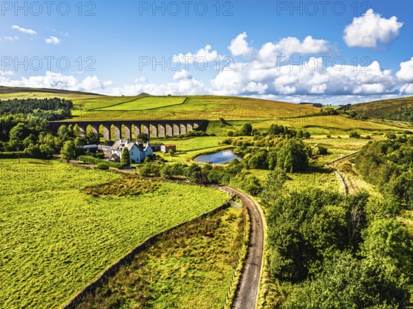 Shankend Viaduct from a drone, Hawick, Scottish Borders, Scotland, UK