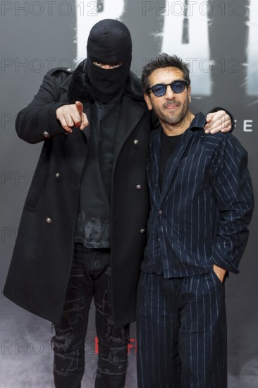 Aykut Anhan aka arrest warrant and Elyas M'Barek at the premiere of the Netflix film Babo in the Astor Film Lounge Berlin on 24.10.2025