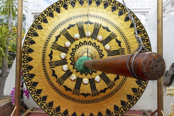 Temple gong (also Victory Gong or Luck Gong), when climbing to Wat Saket (Golden Mount) in the Pom Prap Sattru Phai district, Bangkok, Thailand