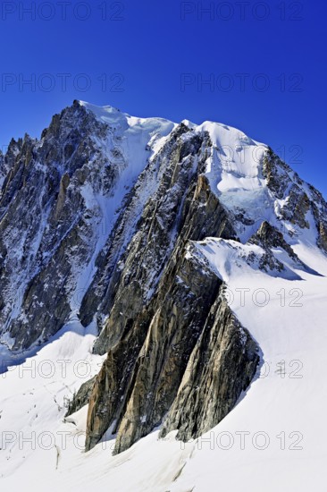 View of the Mont Blanc du Tacul mountain from the Télécabine Panorama Railway, Chamonix-Mont-Blanc, Haute-Savoie, France