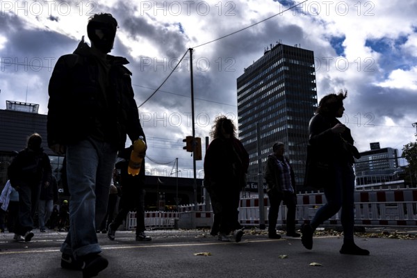 Passers-by in downtown Essen at the main train station, North Rhine-Westphalia, Germany
