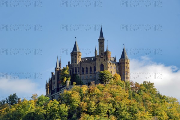 Hohenzollern Castle, ancestral home of the House of Hohenzollern, noble family, German emperors, Bisingen, Baden-Württemberg, Germany