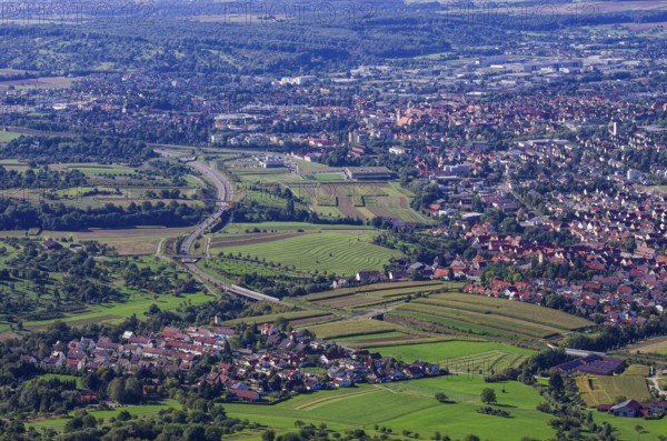 Picturesque scenery on the eaves of the Swabian Jura near Olgafels on Rossfeld in Metzingen-Glems, Baden-Württemberg, Germany