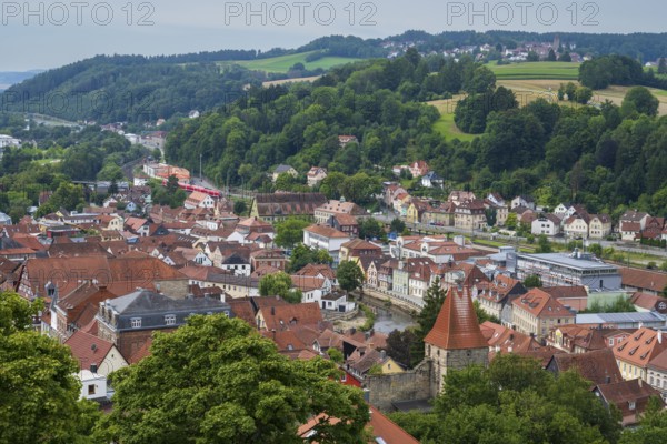 View of the city from Rosenberg Fortress, Upper Franconia, Franconia, Bavaria, Germany