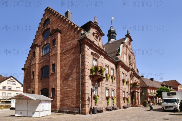Ettlingen, Germany - August 13th 2025: Ettlingen city hall (Rathaus) in Germany. Historic sandstone building with baroque architecture