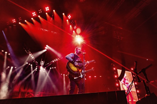 Michael Poulsen, singer and guitarist from Volbeat as part of the Greatest Of All Tours Worldwide 2025 at the ZAG Arena in Hanover on 21.10.2025