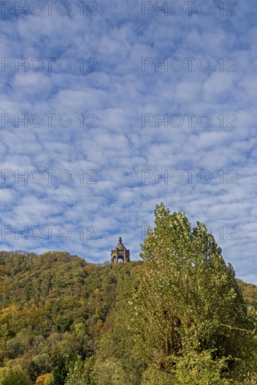 Mountain, forest, Kaiser-Wilhelm-Denkmal, Porta Westfalica, North Rhine-Westphalia, Germany