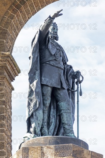 Statue, Kaiser Wilhelm Memorial, Porta Westfalica, North Rhine-Westphalia, Germany