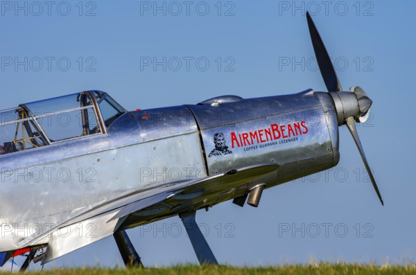 A Pilatus P-2 from Pilatus Flugzeugwerke AG with registration D-ETHN during a flight demonstration as part of an air show on Rossfeld in Metzingen-Glems, Baden-Württemberg, Germany, for editorial use only