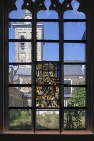 17th century stained glass window by Jean de Caumont at the Park Abbey, Abdij van Park, Premonstratensian abbey at Heverlee, Flemish Brabant, Belgium