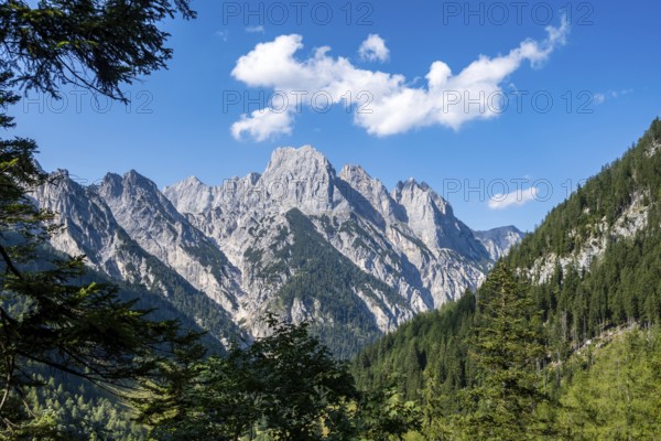 The southern falls of the Reither Alm above the Bindalm in the Klausbach Valley, Berchtesgaden National Park, Berchtesgaden Alps, Bavaria, Germany