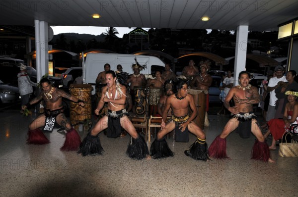 Musical reception, greeting, dancers at Faaa airport in Tahiti, Papete, French Polynesia