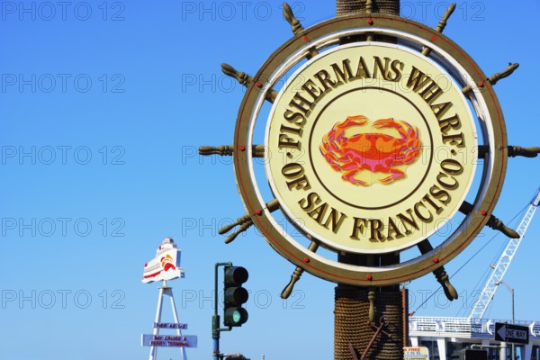 Fishermans Wharf sign post, San Francisco, California, USA