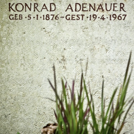 Tombstone of Konrad Adenauer at the Rhöndorfer Waldfriedhof, Bad Honnef, North Rhine-Westphalia, Germany