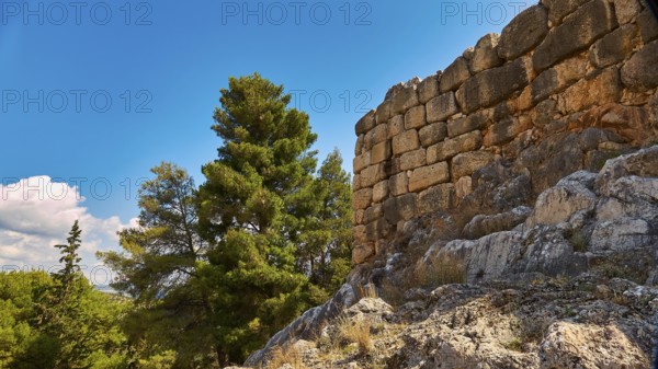 Part of the outer wall, Cyclopian wall of the Acropolis, archaeological site, UNESCO World Heritage Site, Mycenae, Mycenae, important city in pre-classical times, Peloponnese, peninsula, Greece