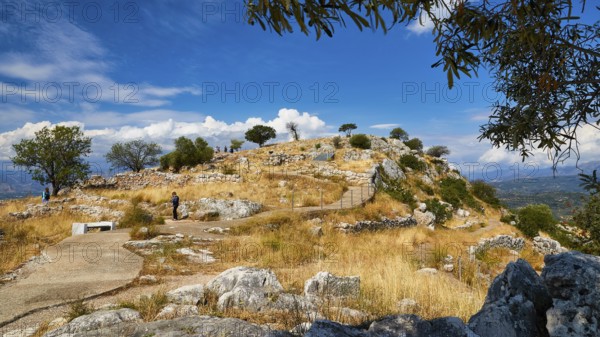 Hill with ruins, archaeological site, UNESCO World Heritage Site, Mycenae, Mycenae, important city in pre-classical times, Peloponnese, peninsula, Greece