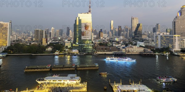 Panorama from IconSiam over Mae Chao Praya, Bangkok skyline, Thailand