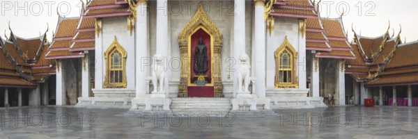 Marble temple, made of Carrara marble, Wat Benchamabopit, back of Ubosot, Buddhist temple in the Dusit district, Bangkok, central Thailand, Thailand