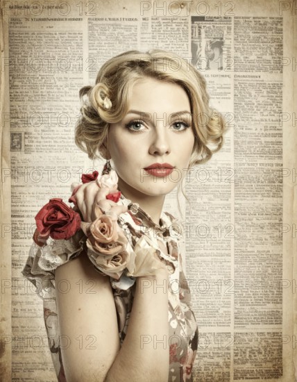 Grunge old public newspaper, texture background wallpaper illustration, vintage tattered yellow press news, AI generated