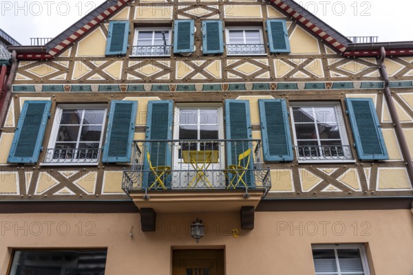 The old town of Ahrweiler, half-timbered houses in Ahrhutstraße, renovated, restored, partly rebuilt after the flood in the Ahr Valley in July 2021, Rhineland-Palatinate