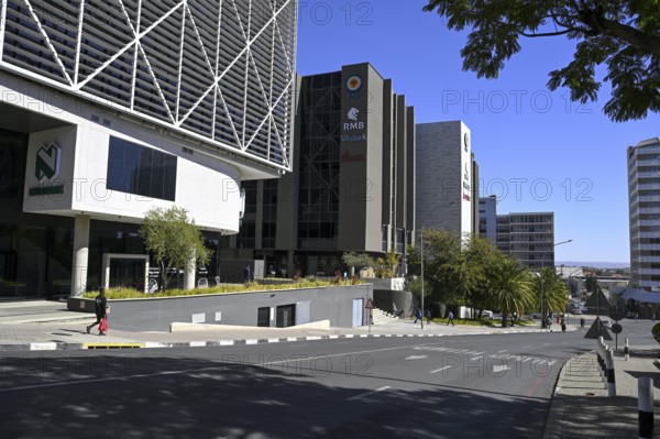 Modern Nedbank building on Fidel Castro Street, Windhoek, Khomas region, Namibia
