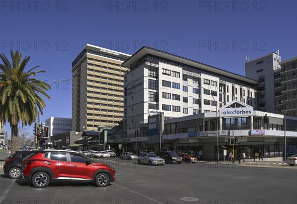 Street scene on the corner of Fidel Castro Street and Independence Avenue, Windhoek, Khomas region, Namibia
