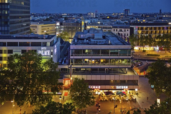 Part of the Europa-Center seen from an elevated position in the evening, Charlottenburg, Berlin, Germany