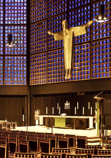 Kaiser Wilhelm Memorial Church, interior of the New Church with Resurrection Christ, Berlin, Germany