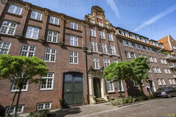 Facades of the historic brick buildings in Peterstraße, Komponistenviertel, Neustadt, Hamburg, Germany