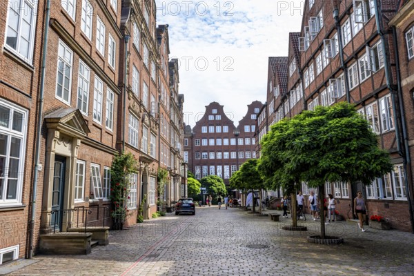 Historic brick buildings in Peterstraße, Komponistenviertel, Neustadt, Hamburg, Germany