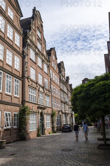 Historic brick buildings in Peterstraße, Komponistenviertel, Neustadt, Hamburg, Germany