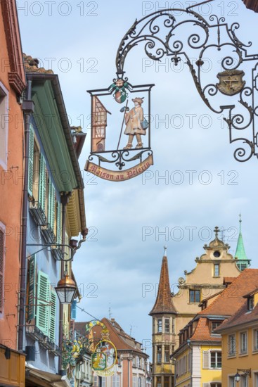 Guild sign in the historic old town of Colmar
