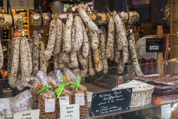 Shop window with regional products from Alsace in Ribeauvillè