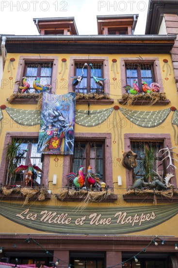 Decorated house wall in the old town centre of Ribeauvillè