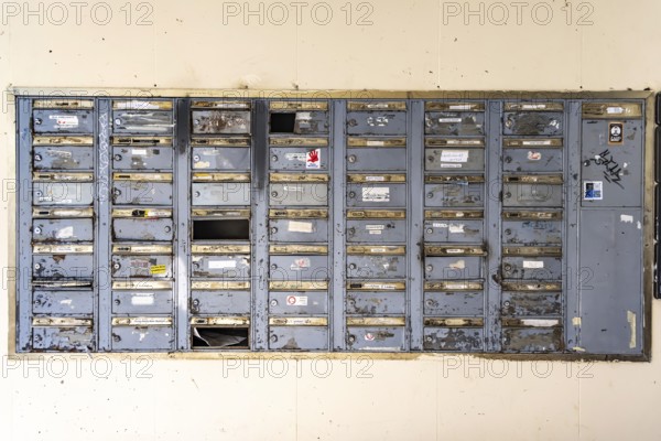 Letterbox system on a block of flats. Stuttgart, Baden-Württemberg, Germany