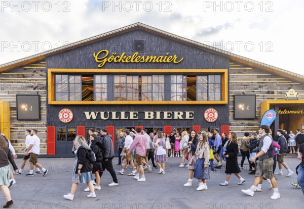 The 178th Cannstatter Volksfest on the Wasen attracted 4.2 million visitors. The Wasenrummel is one of the most important traditional festivals in Germany. Göckelesmaier festival tent with Wulle beer. Bad Cannstatt, Stuttgart, Baden-Württemberg, Germany