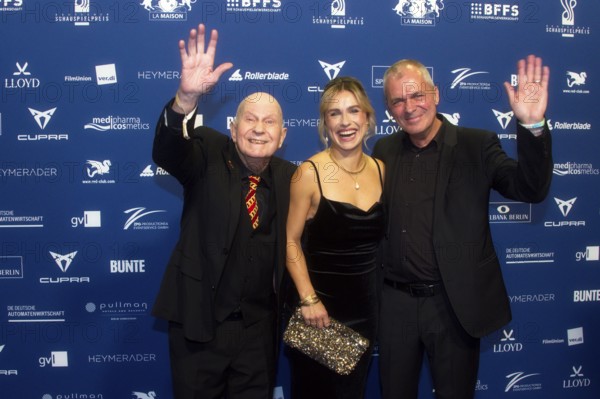 Lutz Mackensy, Yvonne Greitzke and Patrick Winczewski, DEUTSCHER SCHAUSPIELPREIS 2025, Red Carpet at PULLMAN BERLIN SCHWEIZERHOF, Berlin, 9 October 2025