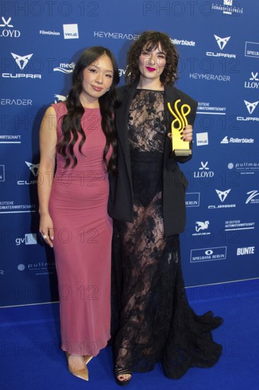 Seyneb Saleh - Award winner Episodic role in Uncivillised - Nine Eleven, with laudator Trang Le Hong, DEUTSCHER SCHAUSPIELPREIS 2025, Red Carpet at PULLMAN BERLIN SCHWEIZERHOF, Berlin, 09.10.2025