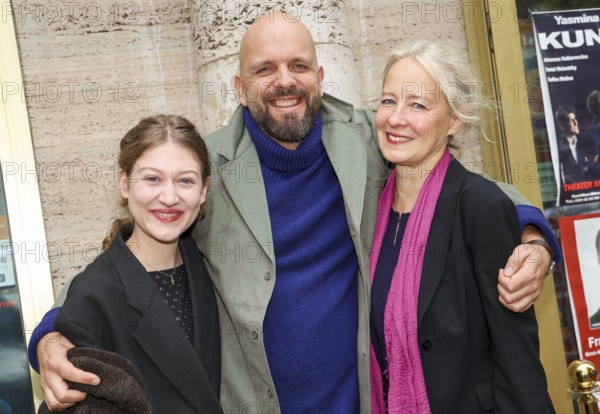 Johanna Marie Bourgeois, Tibor Locher and Irene Christ at the annual press conference for the 2025/2026 season at the Theater am Frankfurter Tor. Berlin, 07.10.2025