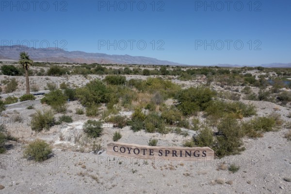 Coyote Ssprings - The Coyote Springs golf course in the Nevada desert. The Jack Nicklaus-designed course was originally to be surrounded by a planned community of 160, 000 homes. The golf course opened in 2006 but the homes were never built