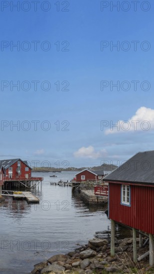 Scenic fishing village A in Lofoten Islands with authentic fishermen sheds and museum