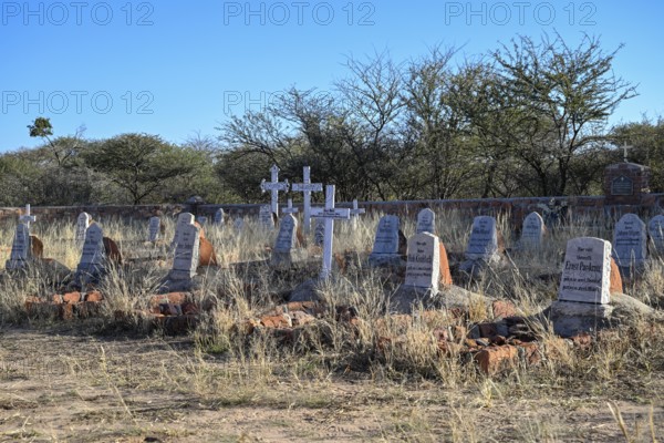 Graves at the German military cemetery at Waterberg, Otjozondjupa region, Namibia