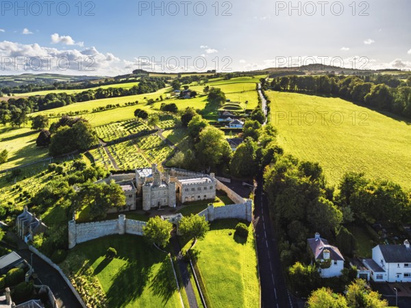 Jedburgh Castle from a drone, Jedburgh, Scottish Borders, Scotland, UK