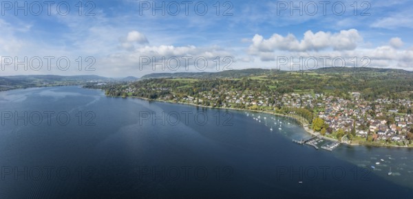 Aerial view of the Höri peninsula with the village of Wangen, Lake Rhine, Lake Constance, district of Constance, Baden-Württemberg, Germany