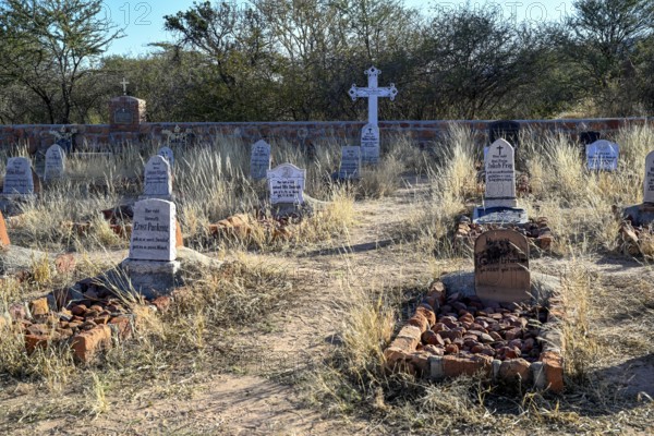 Graves at the German military cemetery at Waterberg, Otjozondjupa region, Namibia